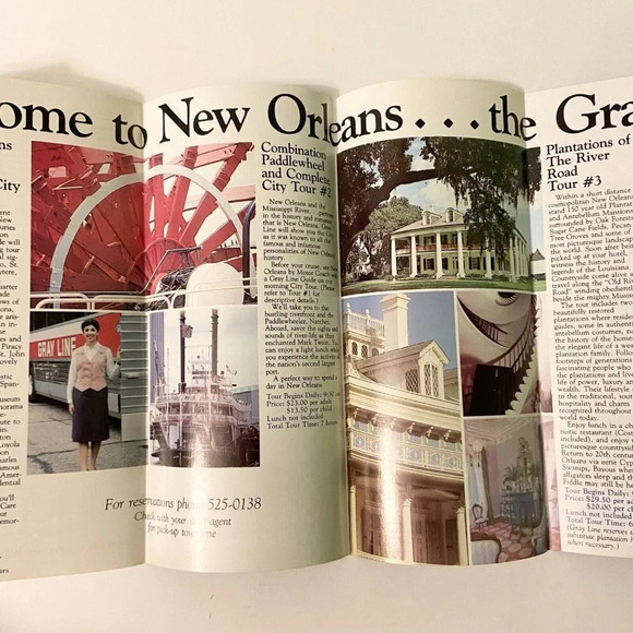 Vintage Lot of 3 New Orleans The Gray Line Longest Bridge Airport Pamphlets - Picture 5 of 15
